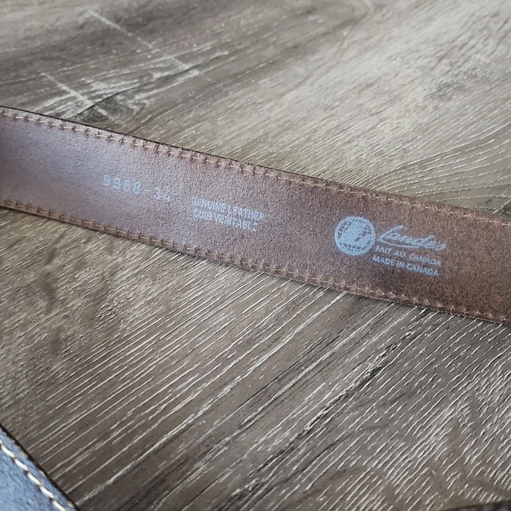 Vintage Landes Distressed Weathered Leather Belt with Silver Nickel Buckle
